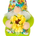 thumbnail image 3 of STPgoods Floral Gnome Easter Figurine 7" (18 cm) Fabric Easter Decoration Standing Decoration Easter Collectible Figurine Holiday Decor Tabletop Favor Figurine, Green and Yellow, 3 of 5