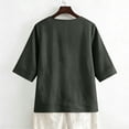 thumbnail image 3 of Solid Color 3/4 Sleeve V Neck T Shirt for Women Casual Buttoned Pullover Tops Loose Fit Lightweight Soft Tees for Summer Daily Outfits and Loungewear, 3 of 7