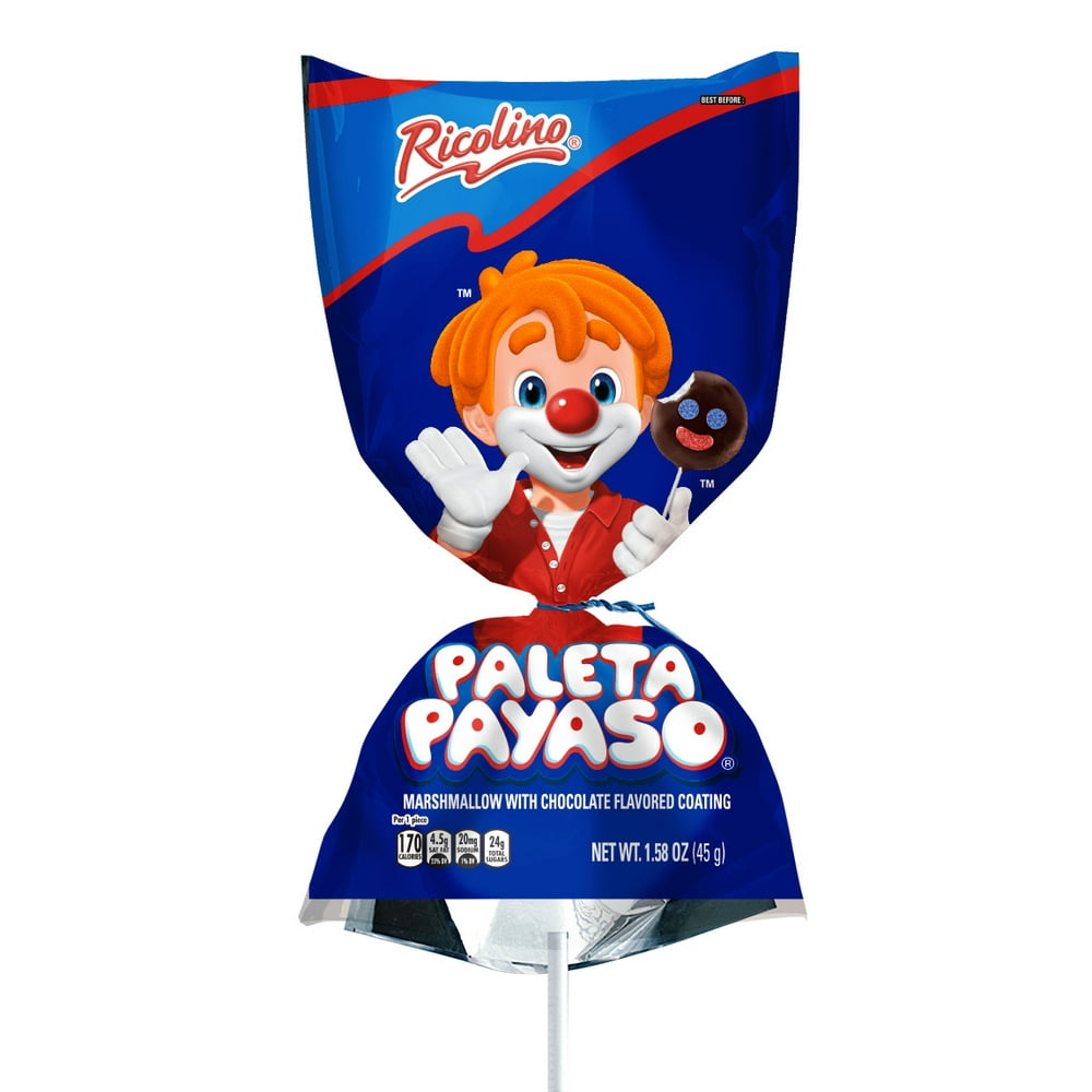 RICOLINO Paleta Payaso Marshmallow Lollipop Box of 10 count