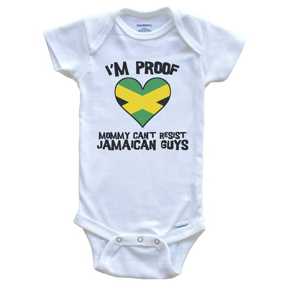 I'm Proof Mommy Can't Resist Jamaican Guys Jamaica Flag Heart Baby Bodysuit, 0-3 Months White