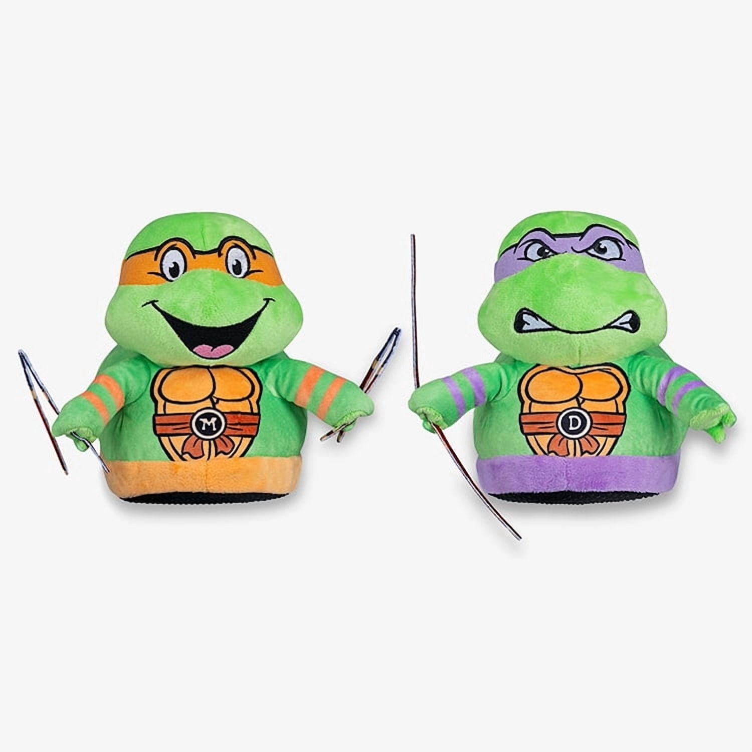 ODD SOX – TMNT Mikey and Donnie 3D Slippers Medium for Men & Women – Soft Plush Indoor House Shoes,