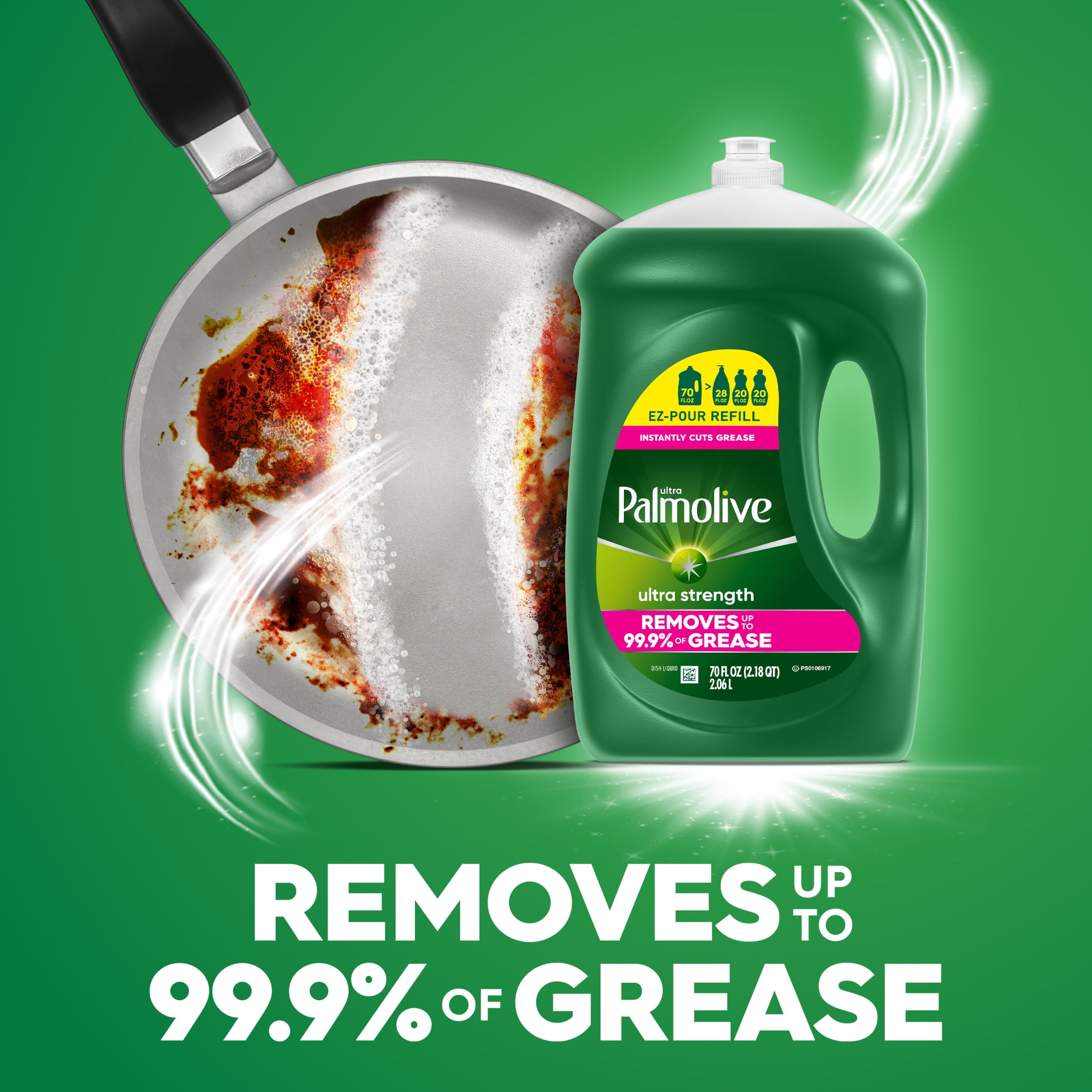 (4 pack) Palmolive Ultra Strength Liquid Dish Soap, Grease Cutting, 70 fl oz EZ-Pour Refill Bottle