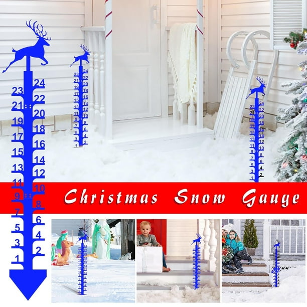 Regla de medidor de nieve de copo de nieve de hierro forjado - Decoración de jardín metálica manual de 24" con pies autonivelables, regalo navideño para exteriores