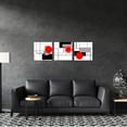 thumbnail image 6 of Modern Geometric Red Abstract Prints Kitchen Decor Red Wall Art 3 PCS Black and White Red Decor Nordic Style Bathroom Picture Canvas Wall Art Abstract Artwork Decorations for Bedroom, 6 of 6