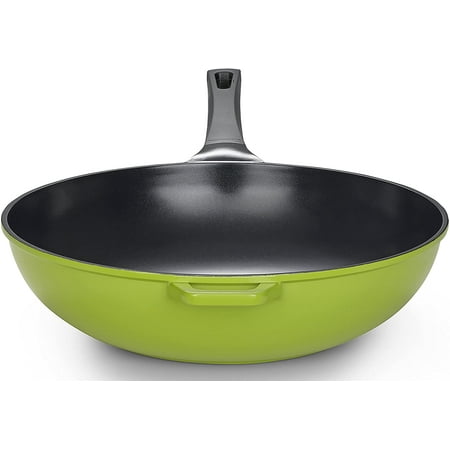 

Green Earth 14 Wok by Ozeri with Smooth Ceramic Non-Stick Coating (100% PTFE and PFOA Free) Green