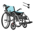thumbnail image 1 of KFFKFF Fauteuil Roulant, Fauteuils Roulants Ultralégers en Alliage d'Aluminium Durable, Fauteuil Roulant Portable avec Accoudoirs à Dossier Rabattable Longueur Bureau, Repose-Pieds Réglables à 3 Positions, Siège de 18 Pouces de Large, 1 of 9