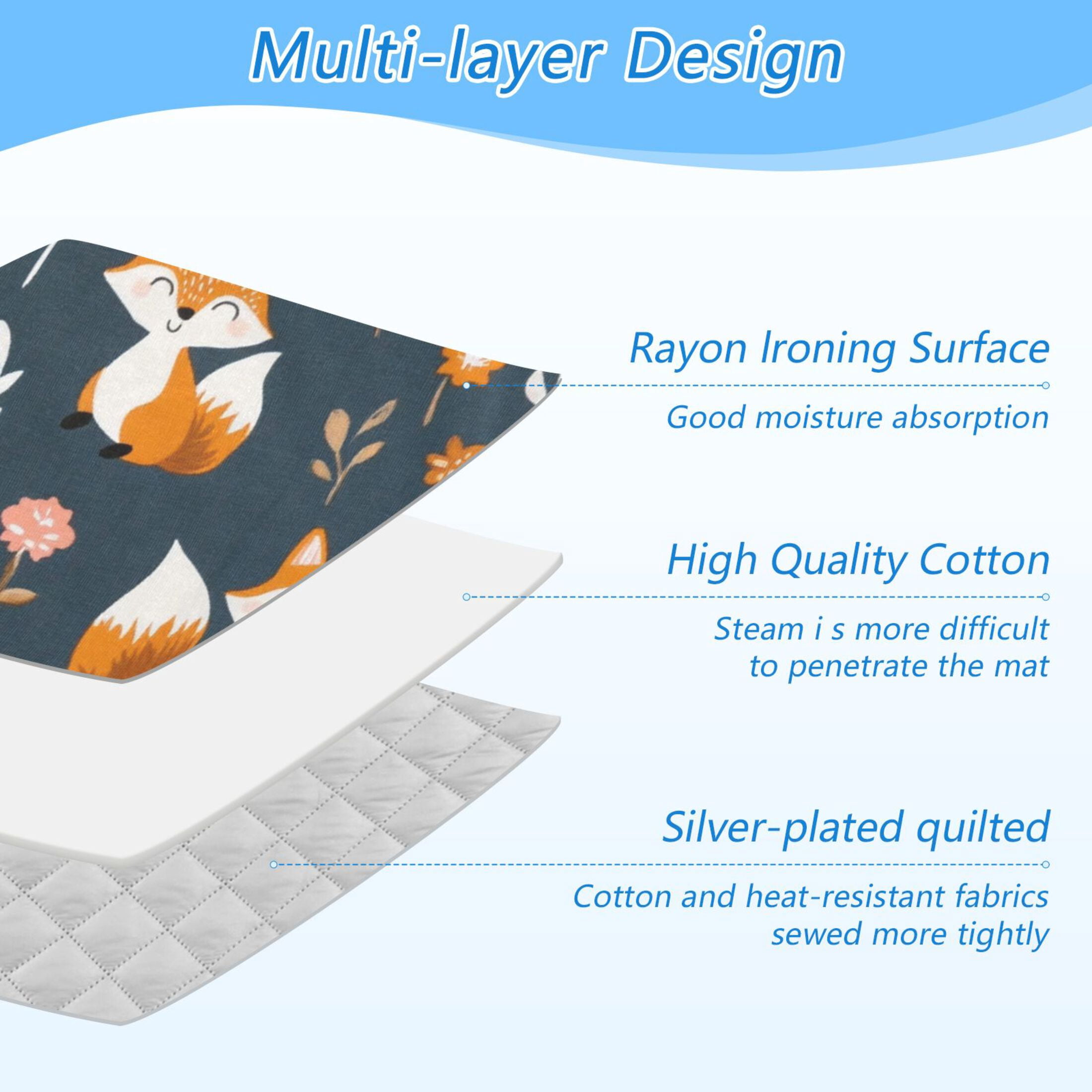 Cartoon Cute Foxs Ironing Mat Blanket for Table Top Travel Portable Ironing Board Pad 47.2x27.6 Inch