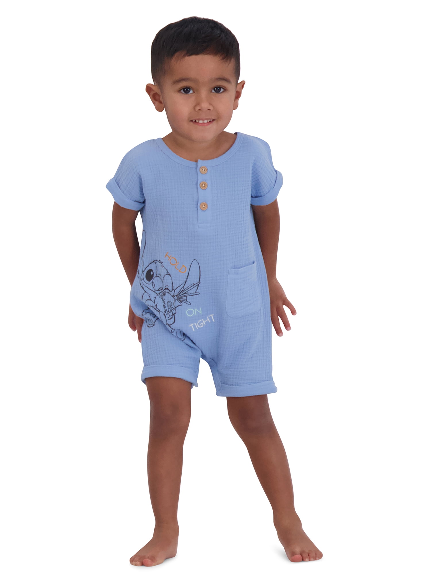Stitch Baby Boys’ Short Sleeve and Sleeveless Romper Set, 2-Piece, Sizes 0/3M-24M