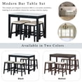 thumbnail image 6 of Modern Bar Table and Chairs Set, Rectangular Counter Height Pub Table With Storage Drawers And Padded Stools For Small Space, Solid Wood Frame, 6 of 9