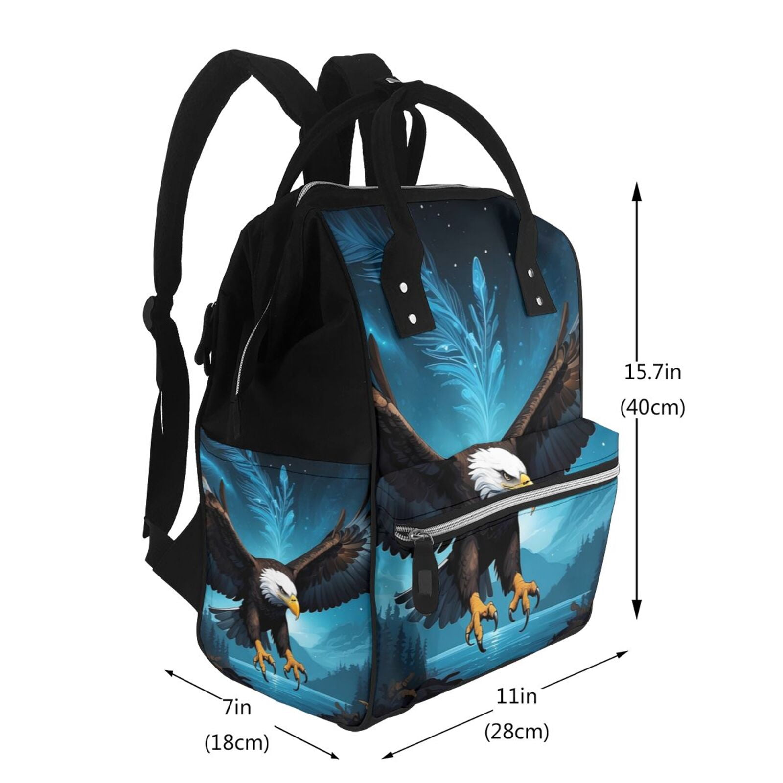 Defioc Night Sky Forest Bald Eagle for Baby Diaper Bag Backpack - Baby Bag for Boys & Girls - Diaper Backpack - Large Travel Diaper Bags- Baby Registry Search & Shower Gifts