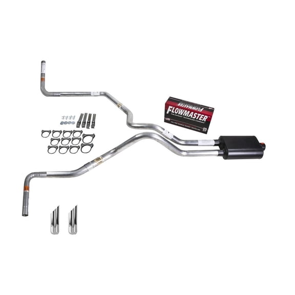 F150 87-94 dual exhaust 2.5 MA pipe Flowmaster Super 40 RW Tip Side Exit