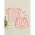 thumbnail image 5 of Musuos Kids Summer Outfit, 1-5T Contrast Color Short Sleeve Crew Neck T-shirt with Elastic Waist Shorts Clothing Set, 5 of 10