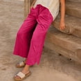 thumbnail image 6 of Wensltd Women Solid Color Baggy Wide Leg Pants Casual Elastic Waist Pocket Pants, 6 of 9