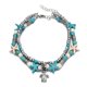 thumbnail image 1 of Tobillera CAIROYAR con diseño de estrella de mar y tortuga de plata tibetana ajustable, 1 of 1