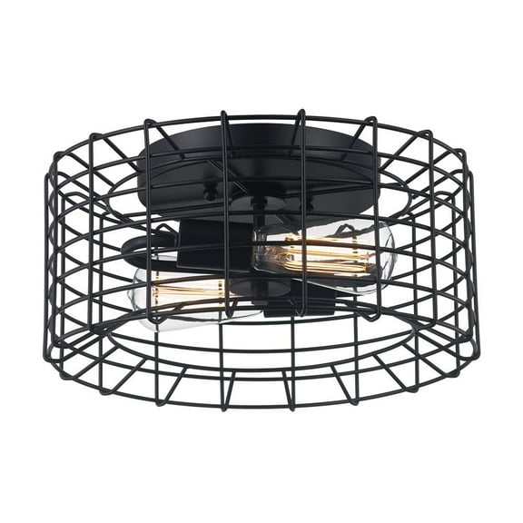 13.752 in. Monteaux 2-Light Black Flush Mount
