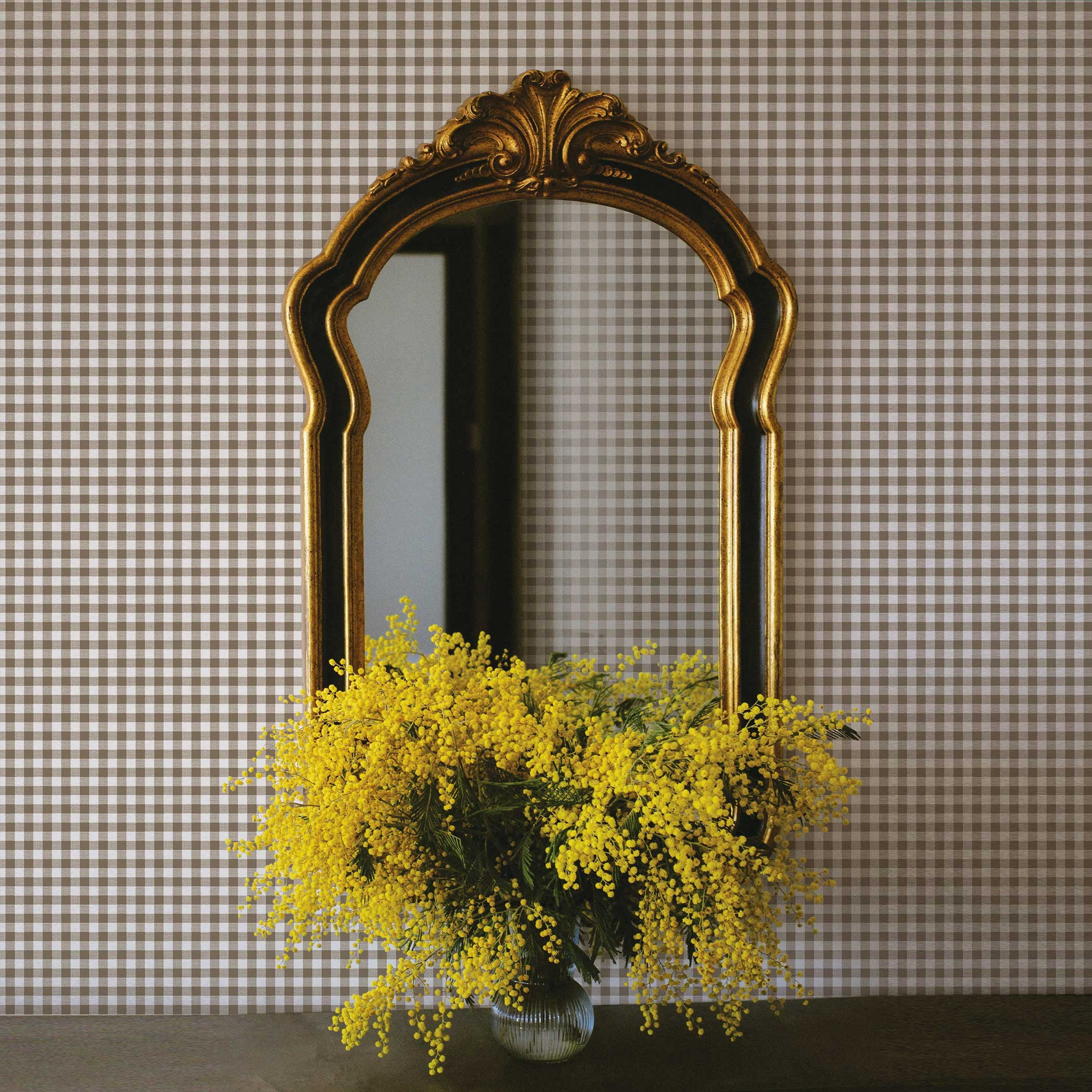 Tempaper Gingham Check Cocoa Removable Peel and Stick Wallpaper, 20.5" x 16.5'