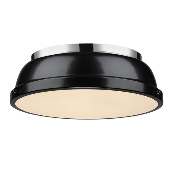 2 Light Flush Mount in Classic Style 4.25 inches High By 14 inches Wide-Chrome Finish-Black  Shade Color Bailey Street Home 170-Bel-4159401