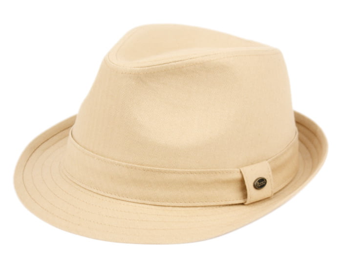 MIRMARU Beach Classic Trilby Short Brim 100% Cotton Twill Fedora Hat with Band 