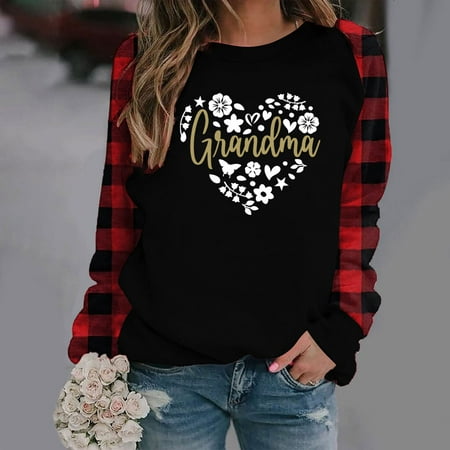 

Hvyesh Women Valentine s Day Casual Sweatshirt Heart/ Angel Baby/ Letter Print Long Sleeve Round Neck Loose Pullover Tops White shirts for women M