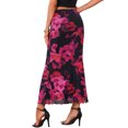 thumbnail image 3 of INSPIRE CHIC Summer Maxi Skirt for Women High Waist Floral Mesh Boho Bodycon Fishtail Long Skirts M Black Red, 3 of 6