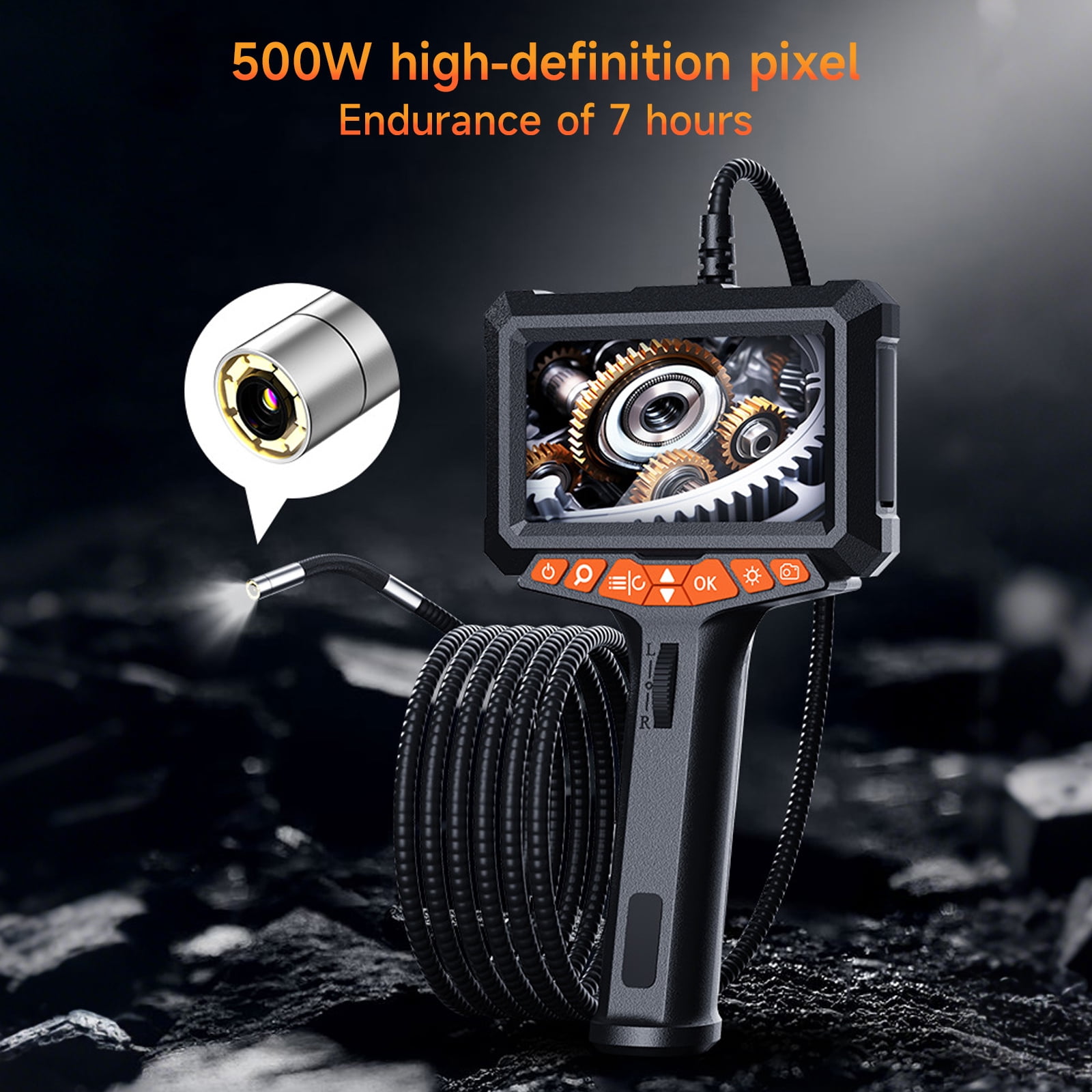 5" LED 2-Way 360°Endoscope W/Light Industrial Articulating Borescope Camera