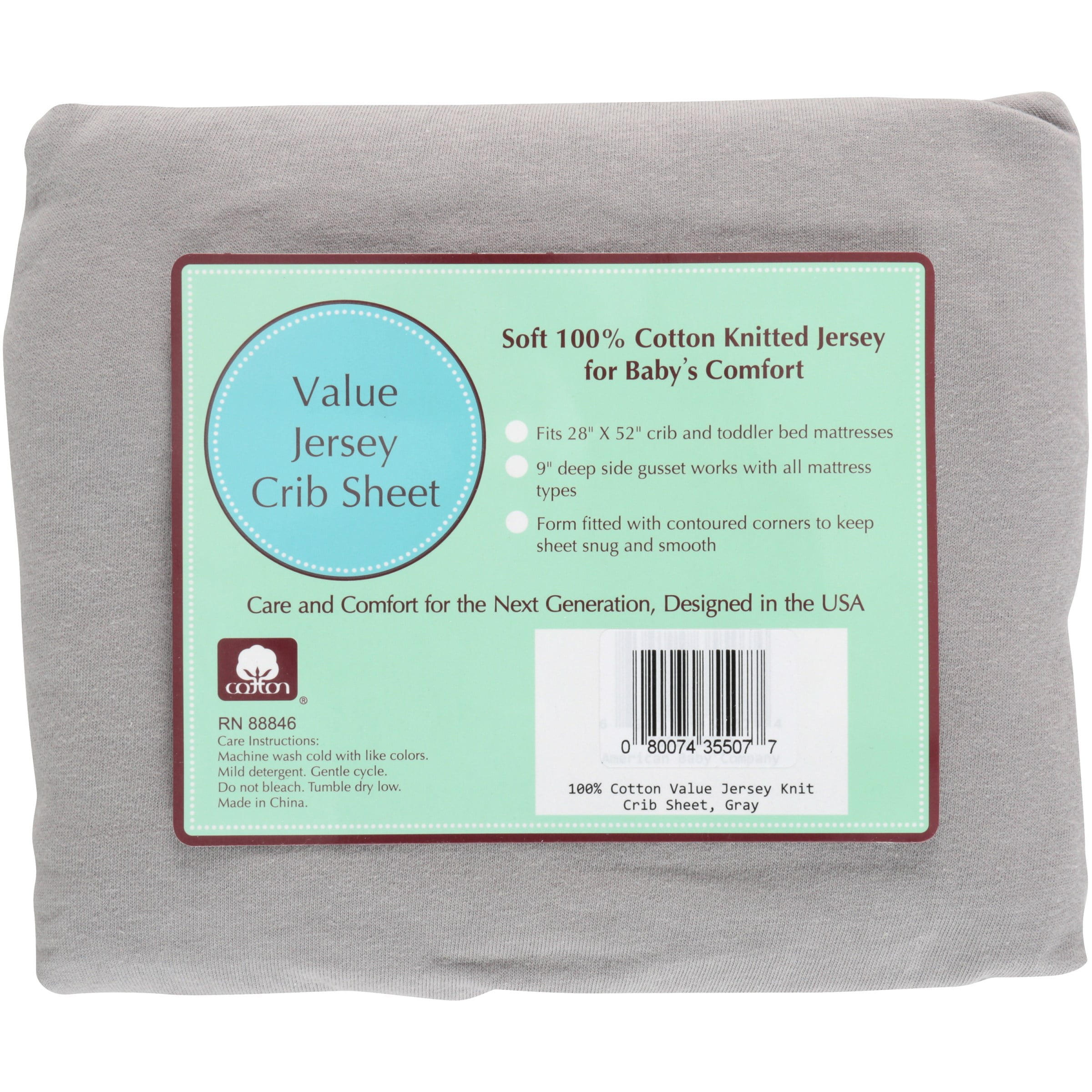 TL Care 100% Natural Cotton Fitted Crib Sheet 52" x 28" - Soft, Breathable, Hypoallergenic & Gentle Toddler Bed Sheet, Gray, Neutral for Boys & Girls
