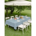 thumbnail image 5 of 52x70 Inch Outdoor Tablecloth with Umbrella Hole Zipper Rectangle Vintage Haze Blue Rectangular Tablecloths Outside Waterproof Farmhouse Retro Solid Color Linen Texture Patio Table Cover for Picnic, 5 of 8