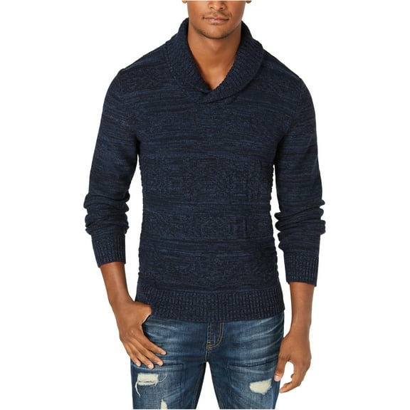 American Rag Mens Jacquard Shawl Collar Pullover Sweater, Blue, Large