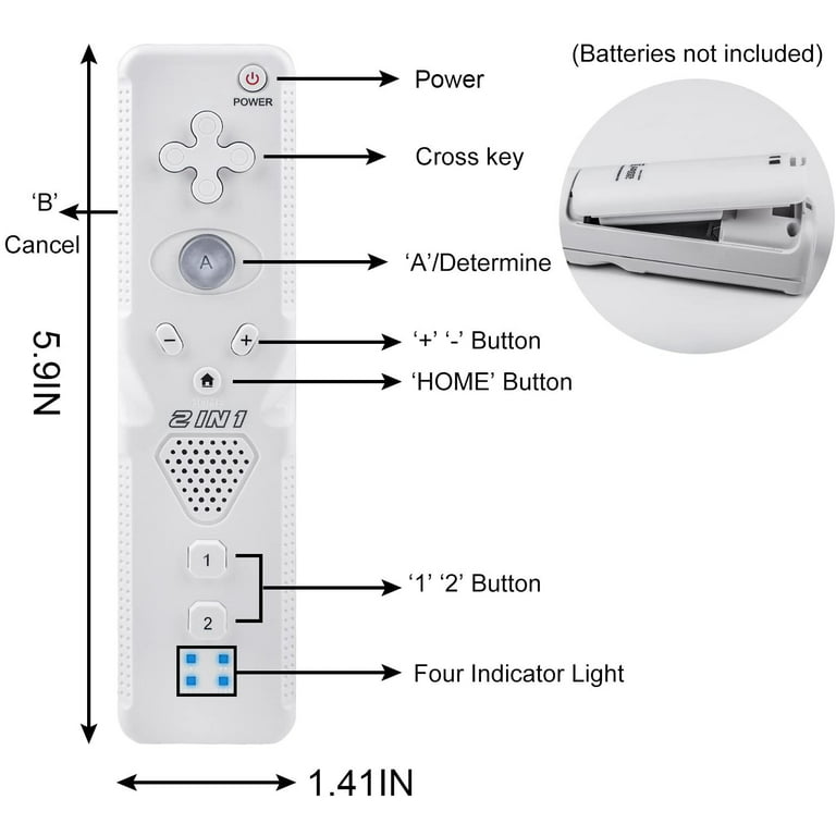 2 Pack Wii Remote with Wii Motion Plus Inside, Shock Wii Nunchuk Console