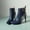 Blue, variant on OKBOP Womens Heeled Mid-Calf Boots-Christmas Women Ankle Boots Retro Winter Boots for Women Black