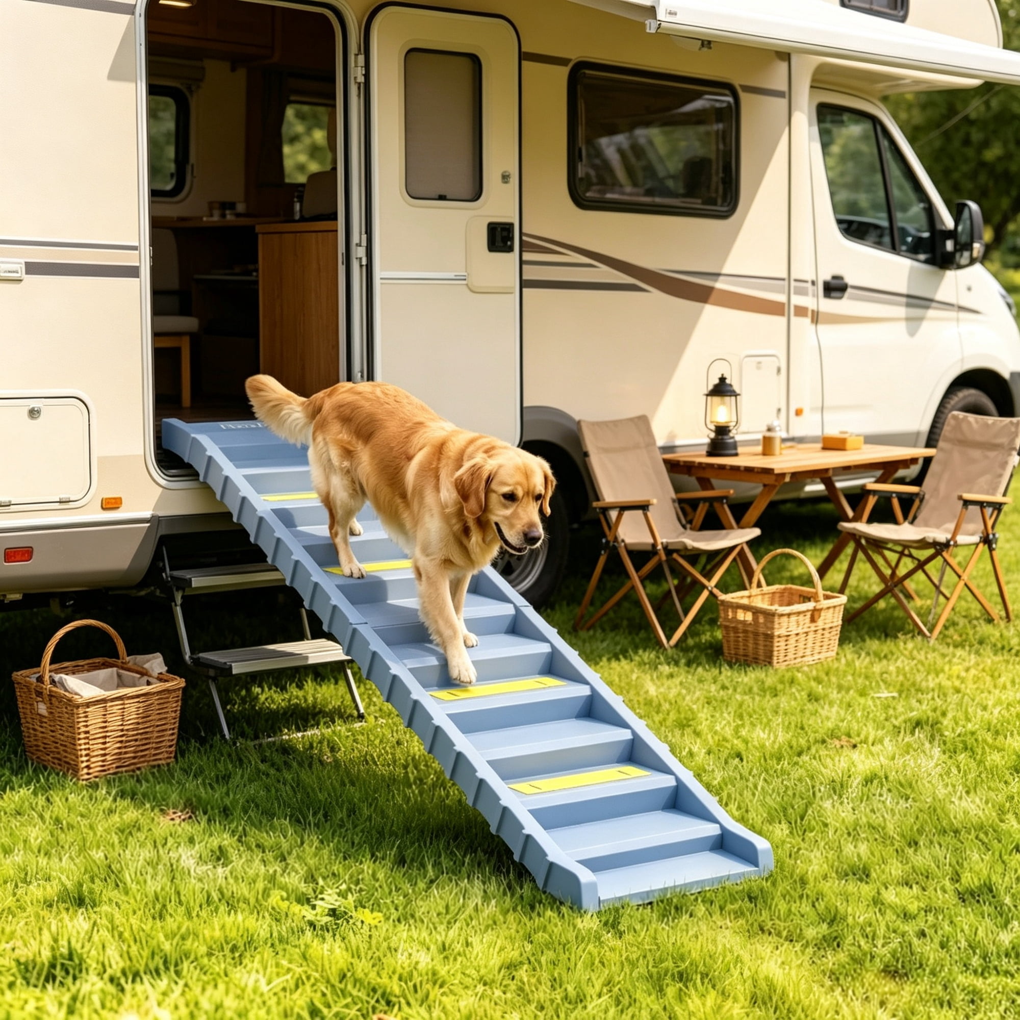 60.6 Inch Dog Ramp with 10-Step Design for SUVs and Trucks