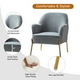 thumbnail image 3 of Velvet Upholstered Accent Chair Metal Legs Curved Backrest Lounge Home Armchair Bedroom Adult Grey, 3 of 9