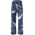 thumbnail image 4 of Arlun Women Linen Wide Leg Casual Pants Trendy Graphic Printed Lightweight Drawstring Elastic Waisted Holiday Flowy Pants Soft Comfortable Beach Palazzo Pants Blue M, 4 of 5