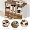 thumbnail image 5 of Fnova 39.4" Mobile Lateral Filing Cabinet with 2 Drawers for Hanging Letter Size Files, Printer Stand with Open Storage Shelves for Home Office, White+Brown, 5 of 6