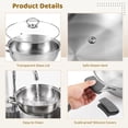 thumbnail image 5 of 5-Ply Stainless Steel Saute Pan, Stock Pot with Clear Glass Lid, Uncoated Cooking Pot with Scald-proof Silicone Handle Cover, Deep Frying Pan for Induction, Oven, Gas, Dishwasher Safe, 5 of 7