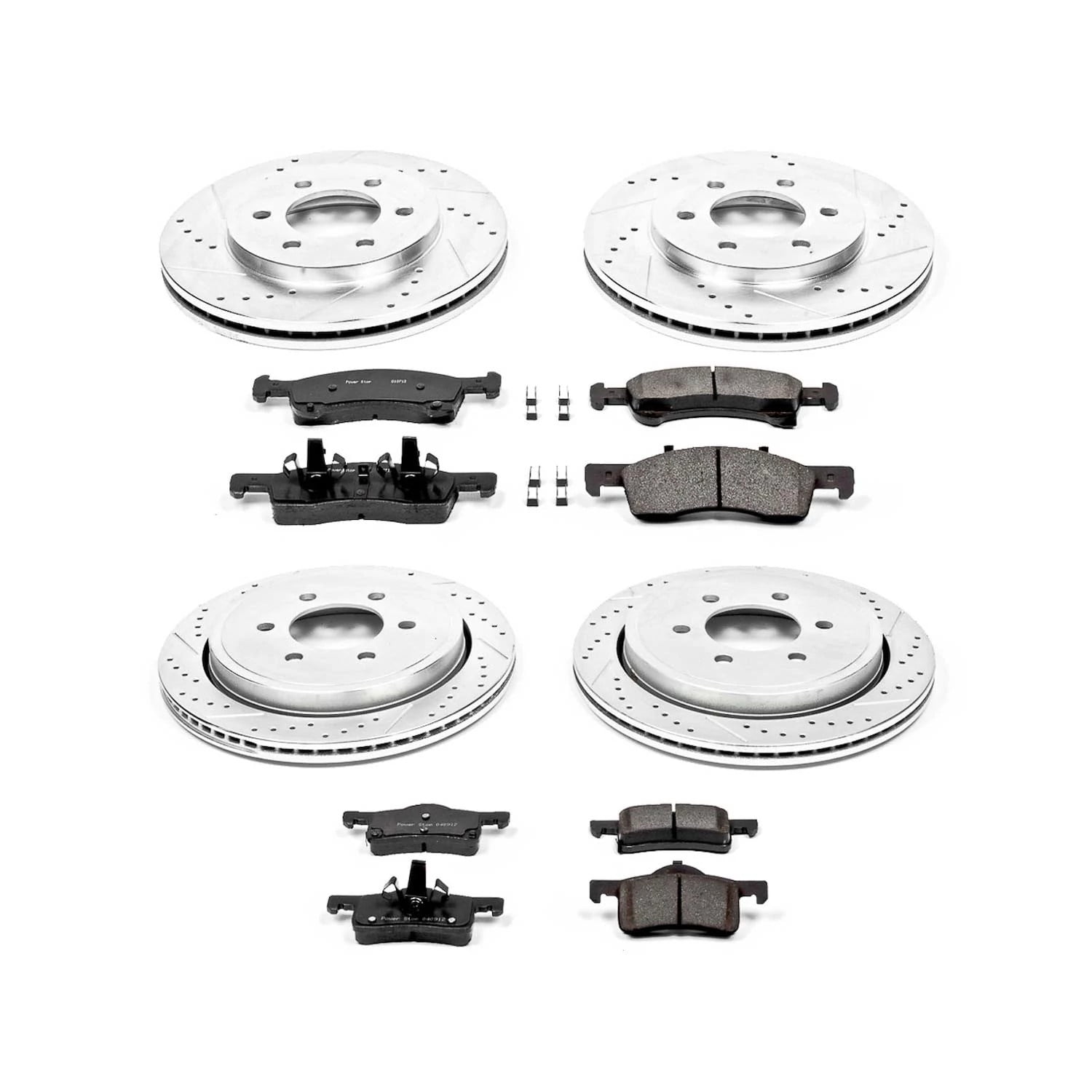 PowerStop Front and Rear Z23 Evolution Sport Carbon-Fiber Ceramic Brake Pad and Drilled & Slotted Rotor Kit Fits: FORD LINCOLN Select Models K1934