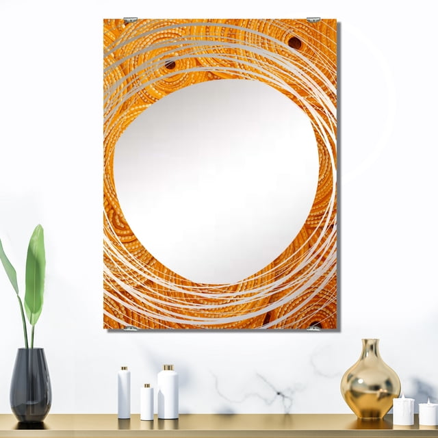 Designart "Golden Spiral Sunset Reverie I" Abstract Collages Oversized Wall Mirror - Modern Abstract Living Room Wall Mirror - Multiple Color Options