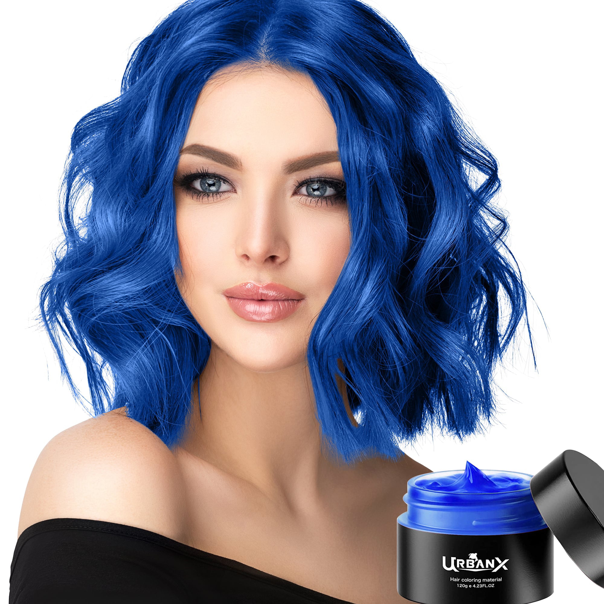 UrbanX Washable Hair Coloring Wax Material Unisex Color Dye Styling Cream  Natural Hairstyle Pomade Temporary Party Cosplay Natural Ingredients (Blue)  