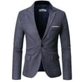 thumbnail image 2 of HOOMEUMY Mens Suit Jacket Slim Fit Design Casual Workout Long Sleeve Clothes Fashion 2025 Trendy Colorblocked Coat Turndown Collar Jacket Gray M, 2 of 4