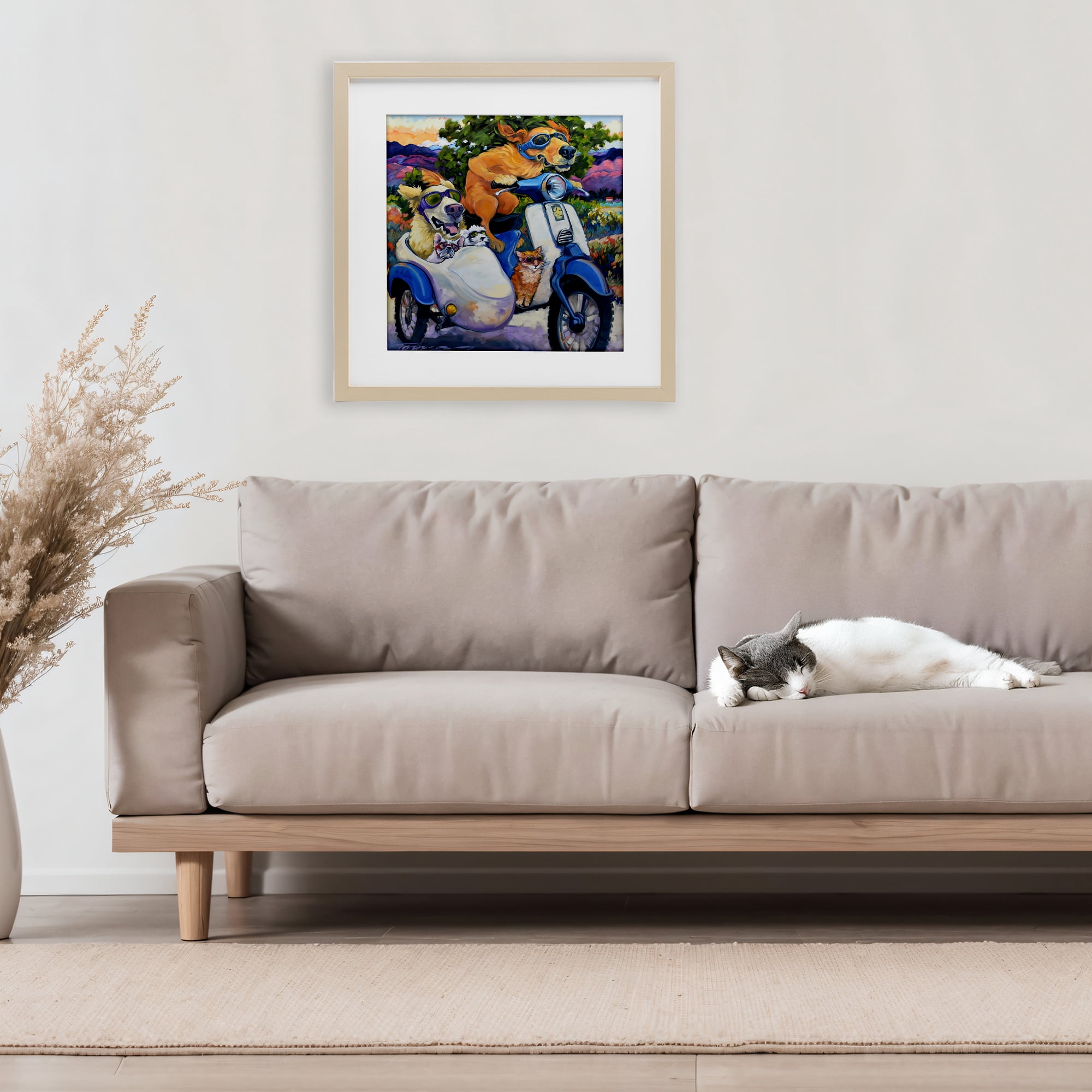 Stupell Industries All Doggled Up Sidecar Birch Framed Print Under Glass, design by CR Townsend
