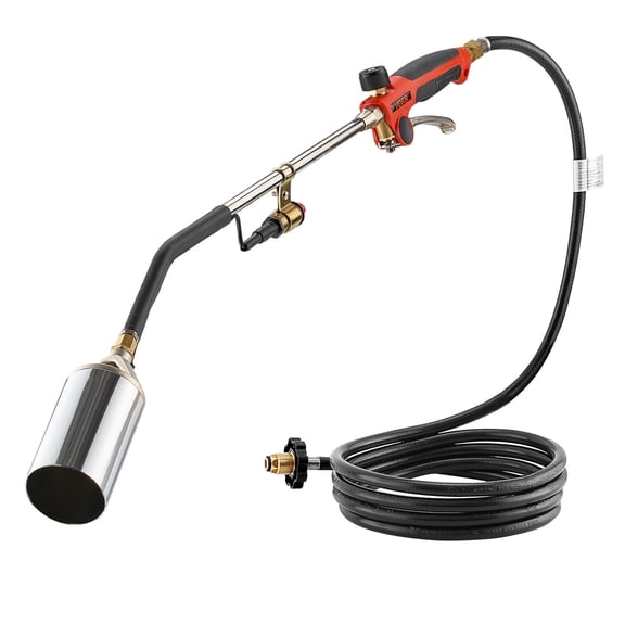 VEVOR Propane Torch Weed Burner, High Output 2,400,000 BTU with 10 ft Hose, Heavy Duty Blow Torch with Adjustable Flame and Turbo Trigger Push Button Igniter, for Garden Ice Snow Road