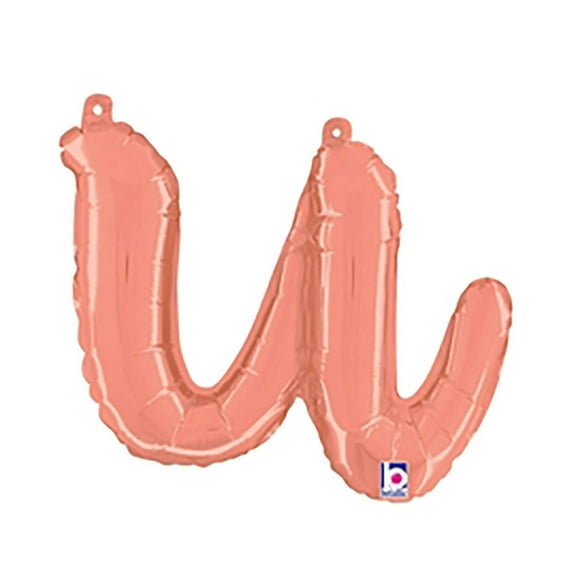 14 inch Script Letter U - Rose Gold (Air-Fill Only) Betallic Foil Mylar Balloon - Party Supplies Decorations