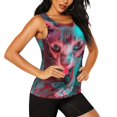thumbnail image 2 of Balery Psychedelic Hairless Cat Camiseta sin mangas estampada ligera para mujer, tops de entrenamiento sin mangas, camisetas de yoga transpirables de secado rápido.-Small, 2 of 7