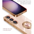 thumbnail image 4 of Compatible with Samsung Galaxy S23 5g Case Cell Phone Ultra Slim Thin with Ring 360°Finger Stand Metal Electroplated Soft TPU Frame Full Body Shock-Absorption Bumper Hard Back Mobile Cover-Pink, 4 of 14