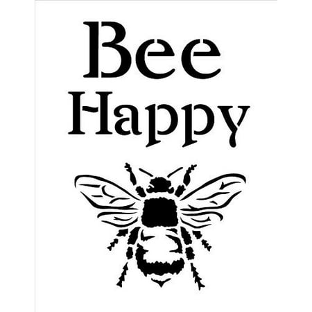 Bee Craft - Bee Happy Stencil by StudioR12 | Fun Spring Garden Word Art - Reusable Mylar Template | Painting, Chalk, Mixed Media | Use for Crafting, DIY Home Decor - STCL1171_1 ...SELECT SIZE (9