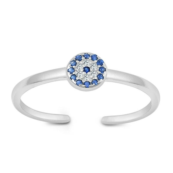 Blue Simulated Sapphire & Clear CZ Toe Ring .925 Sterling Silver Band Jewelry Female Size 4