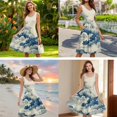 thumbnail image 5 of Jiueut Blue Cloud Pattern Couple Matching Outfits Summer Flare Dresses for Women Mens Hawaiian Button Down Shirts Beach Vacation Outfits for Husband and Wife 2026, Size M, 5 of 5