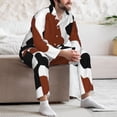 thumbnail image 7 of Fotbe Brown Black Cow Pattern Long Sleeve Pajama Set for Men,Sleepwear Set,2-piece Loungewear Set,Soft PJs Comfy Nightwear with Pockets-Large, 7 of 7