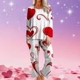 thumbnail image 2 of Levmjia Womens Pajama Set Fashion Printed Round Neck Long Sleeve Pants Winter Sleepwear Casual Soft Comfortable Two Piece Set Valentine Home Relaxation Sleep, 2 of 6