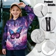 thumbnail image 6 of Uorisanigo Girls Half Zip Pullover Sweatshirt Fall Fashion Purple Butterfly Long Sleeve Pullover Shirts Top Oversized Quarter Zipper Cropped Sweatshirt for Sports and Daily Wear, 6 of 7